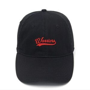 Warriors Style: Embroidered Front, Velcro Backstrap, Black Hat
